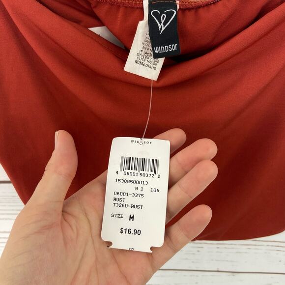 Windsor M Rust Orange Terracotta Strapless Basic Crop Tube Top - Picture 5 of 6